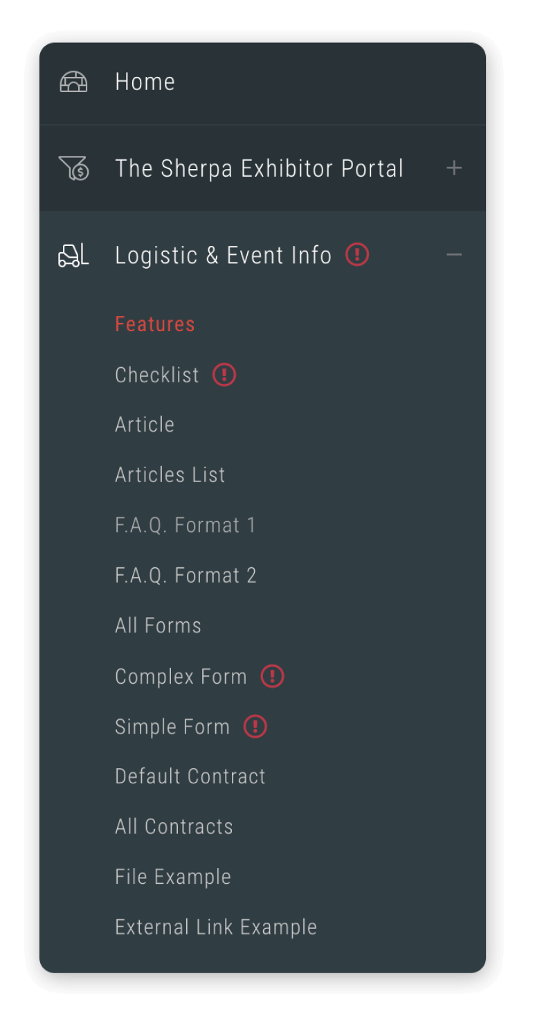 Backpack dashboard sidebar